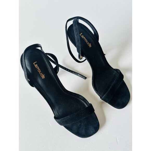 Larroude The Nyx Heels Black Suede Leather - Picture 4 of 7
